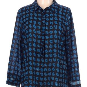 Don Castor NWT  Floral Button-Up Blouse
